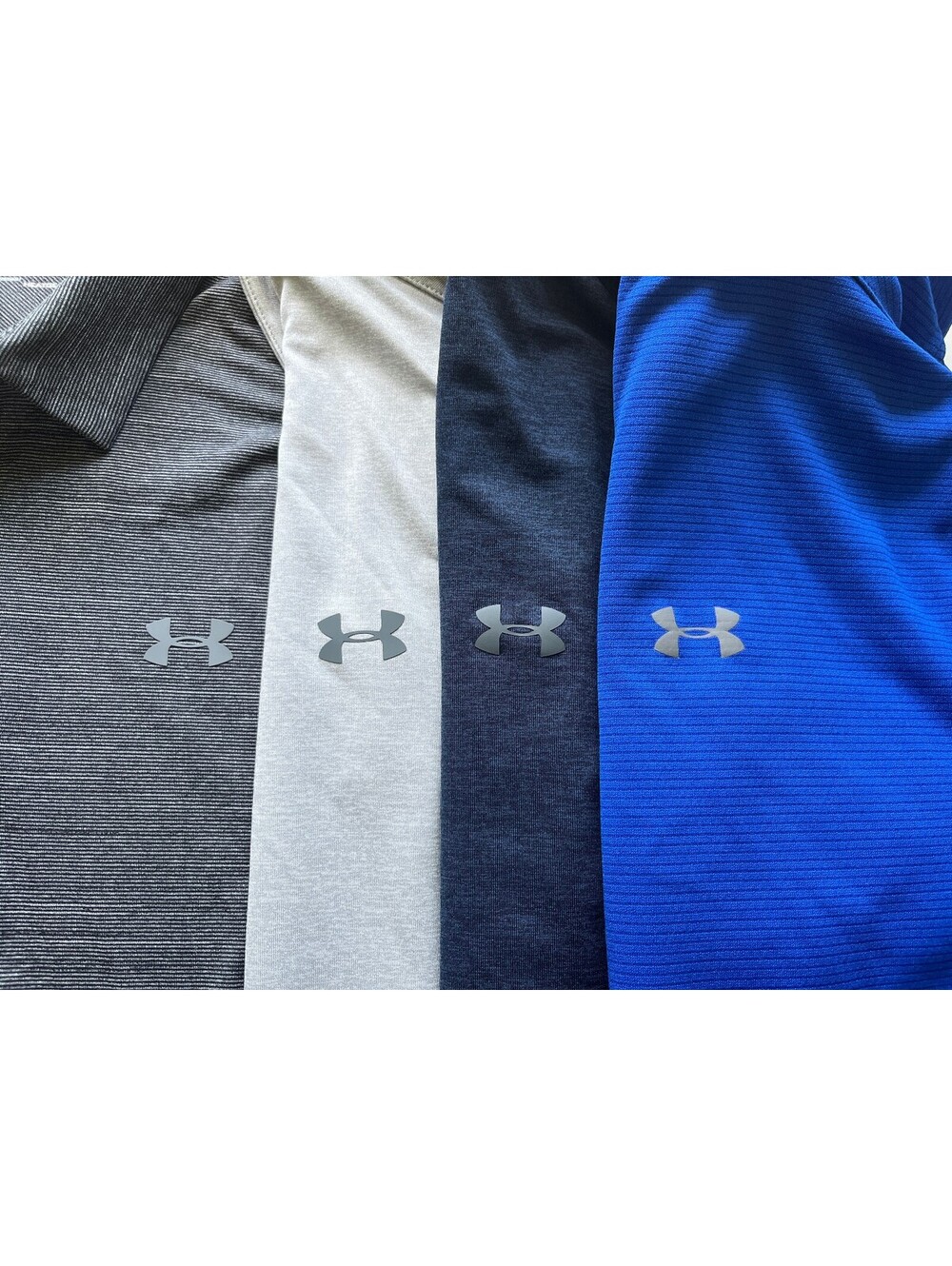 Under Armour Men's Lot of 4 Blue Gray HeatGear Golf Polo Shirts Large L EUC